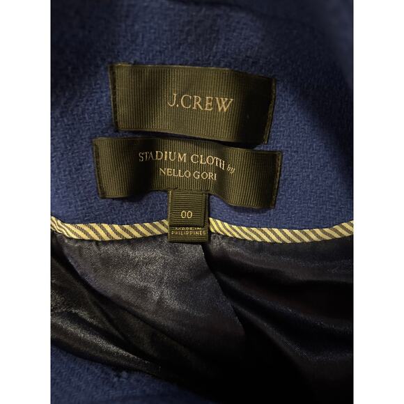 J.Crew Stadium-Cloth Wool Peacoat Blue Gold Buttons Size 00 Nello Gori - Picture 7 of 7